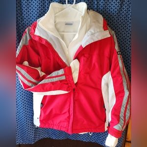Columbia hooded winter ski jacket. Size M. White fleece underneath sold separate